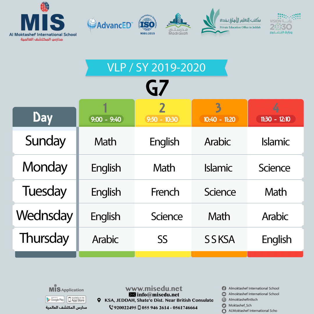 MIS G7 VLP Schedule