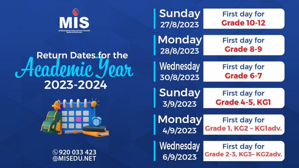 Starting dates for the academic year ( 2023-2024 )