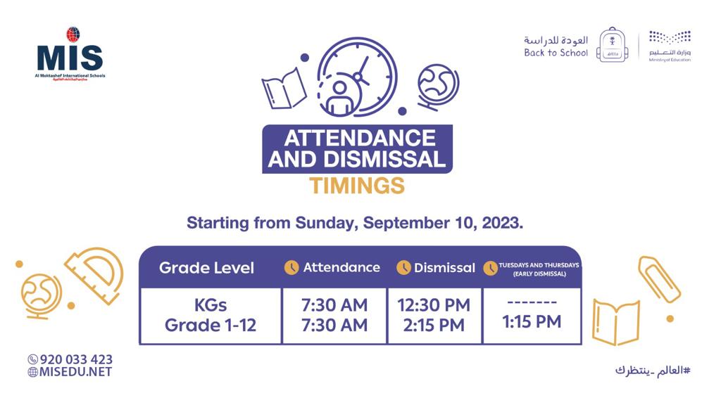 Students’ attendance and dismissal timings