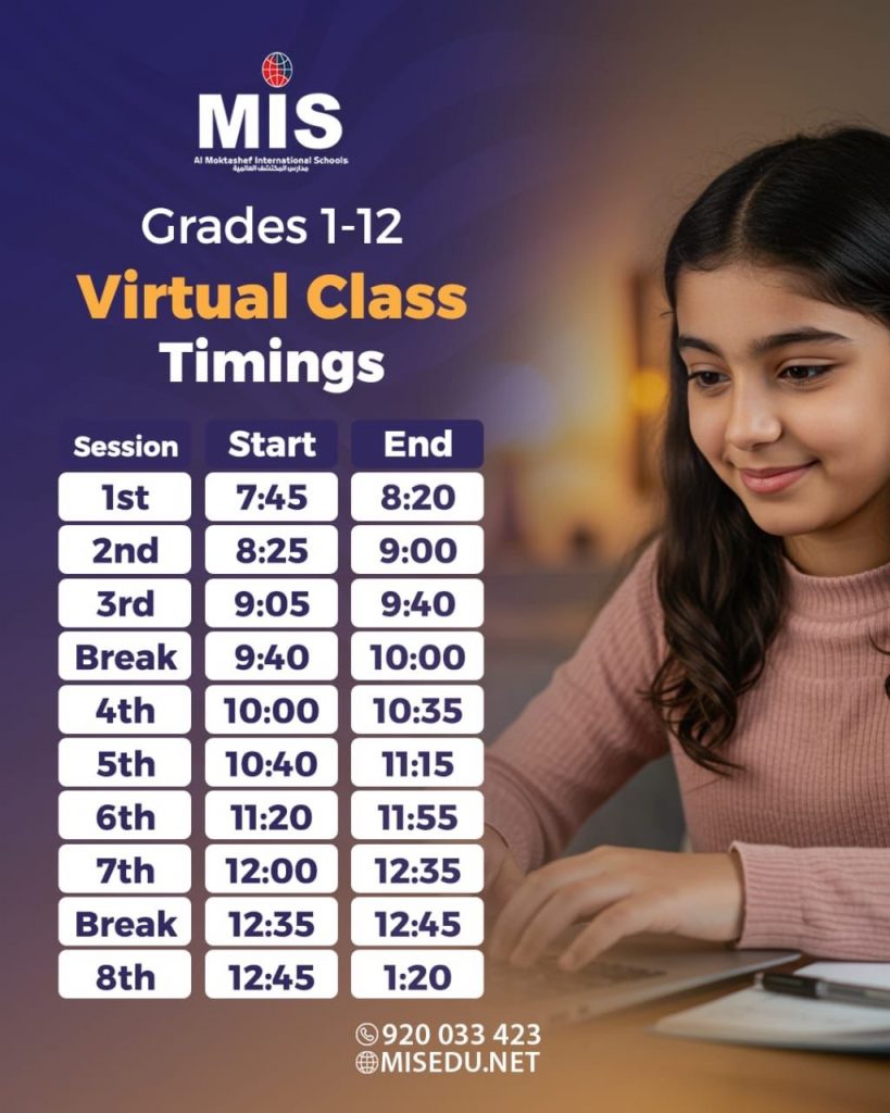 🗓️ MIS Virtual Class Timings!